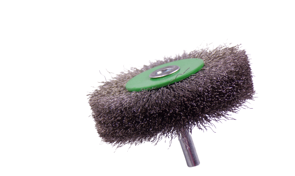 Stopková kefa, vlnitý nerezový drôt 0,2 mm, stopka 6 mm, kotúč 70x18